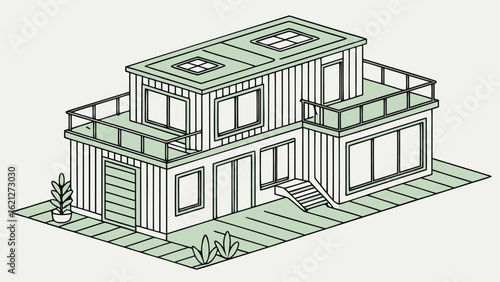 Smart House with Shipping Container, Modern Shipping Container Home, Container house, Container custom home design Plan with Top View for Architectural and Real Estate Design, Small Home