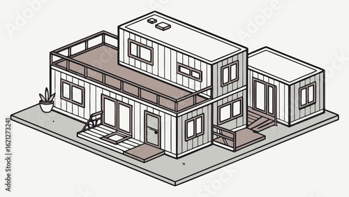 Smart House with Shipping Container, Modern Shipping Container Home, Container house, Container custom home design Plan with Top View for Architectural and Real Estate Design, Small Home