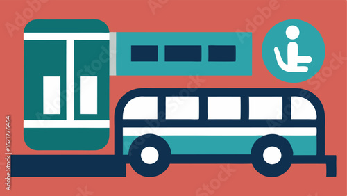 Accessibility Symbol Signage A closeup of a bus and train with clear bold accessibility symbols indicating amenities such as ramps lifts and reserved seating.