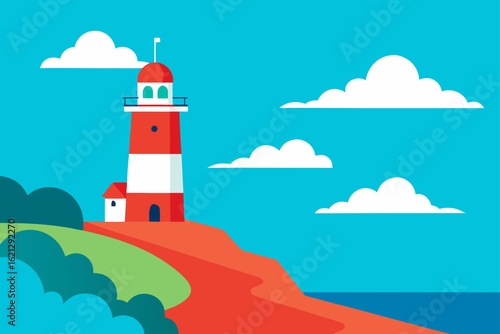 A beacon of white architecture stands tall on the Nova Scotia coastline, a lighthouse guiding navigation through the sea