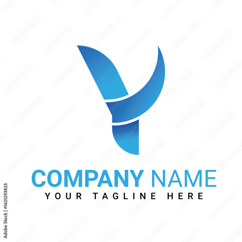 Fototapeta premium Blue Letter Y Logo with Company Name and Tagline for Branding