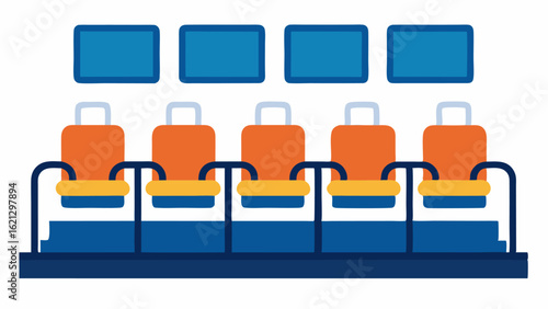 Accessible Seating A ferry interior showing rows of comfortable seating designed for passengers with mobility challenges featuring removable armrests for easier access.