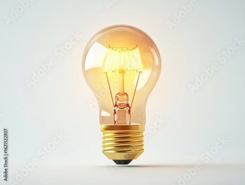 3D rendering of a lit bulb in isolation against white background, symbolizing innovative ideas or creativity.