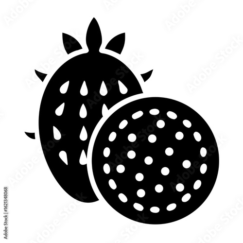 Two stylized pitahaya or dragon fruit isolated on white background