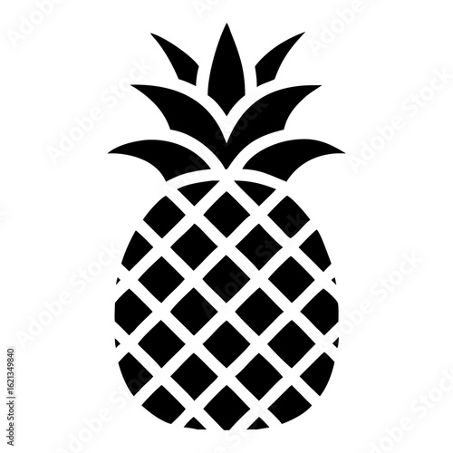 Minimalist black and white pineapple vector illustration, a symbol of tropical fruit