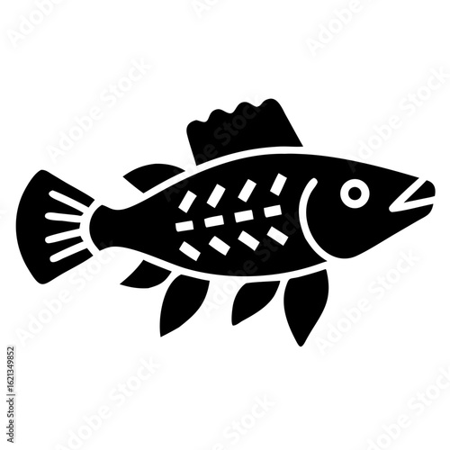 Black and White Silhouette Image of a Fish with Distinctive Markings