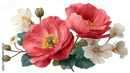 Wallpaper Mural Vibrant Floral Arrangement with Red and White Blooms Torontodigital.ca