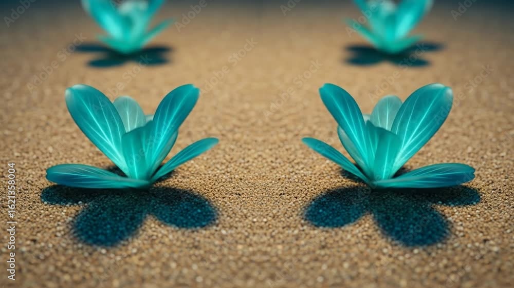 Teal Floral Forms on Sandy Surface - Still Life Teal Floral Forms on Sandy Surface - Still Life
