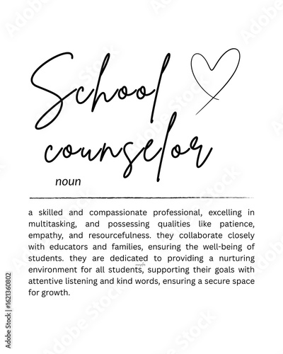 School Counselor Definition, Printable Wall Art, School Counselor Gift, Thank You Gift, School Staff Gift, Gift For Her, Digital Download