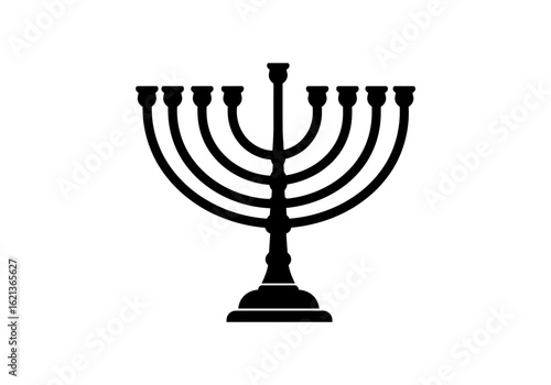 Minimalist Black and White Silhouette of a Seven-Branched Menorah – Jewish Symbol Vector on White Background