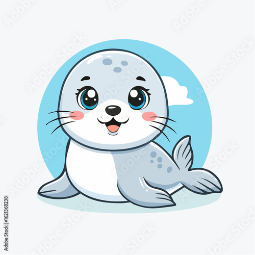Chibi-Robbe – niedliches Cartoon-Tier im Kawaii-Stil als Vektorillustration