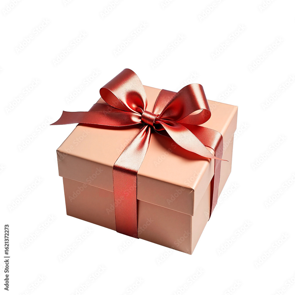 Obraz premium Gift box with red ribbon in elegant style on white background 