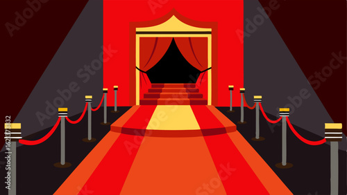 A red carpet leads from the entrance to the ticket booth adding to the gl feel.