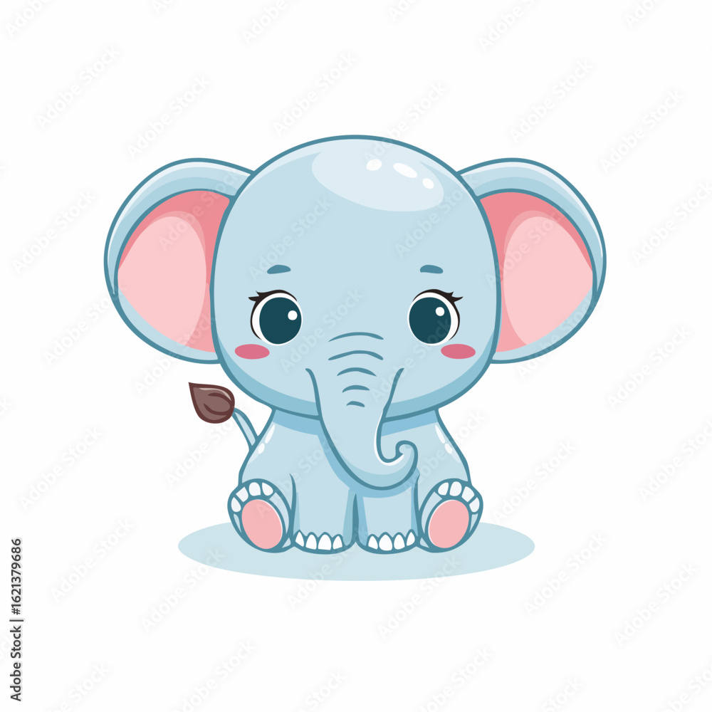 Fototapeta premium Chibi-Babyelefant – niedliches Cartoon-Tier im Kawaii-Stil als Vektorillustration