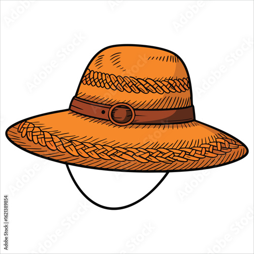 Beach hat vintage style summer accessories collection. Casual sun straw and elegant hats ideal for beachwear and vacation themed designs.