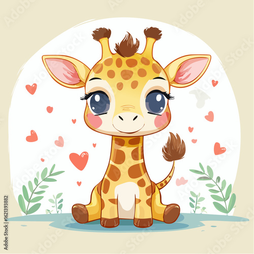 Chibi-Babygiraffe – niedliches Cartoon-Tier im Kawaii-Stil als Vektorillustration
