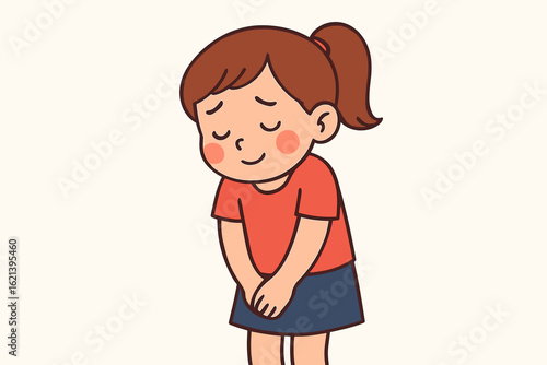 Shy or Nervous Girl Holding Arms