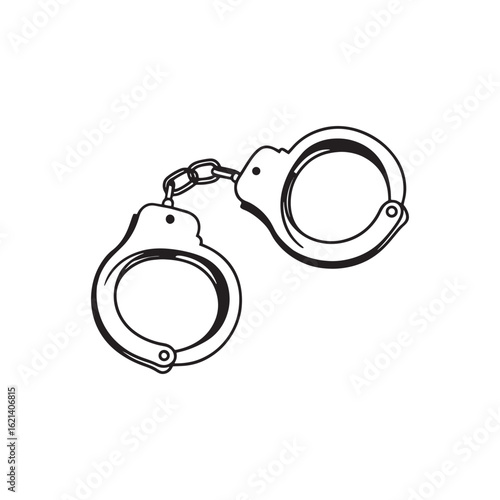  handcuffs symbolizing law and justice on white background
