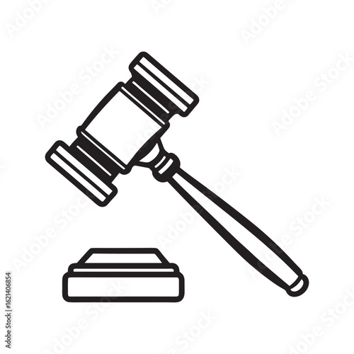 Gavel and wooden hammer isolated on white background for legal or judicial concept