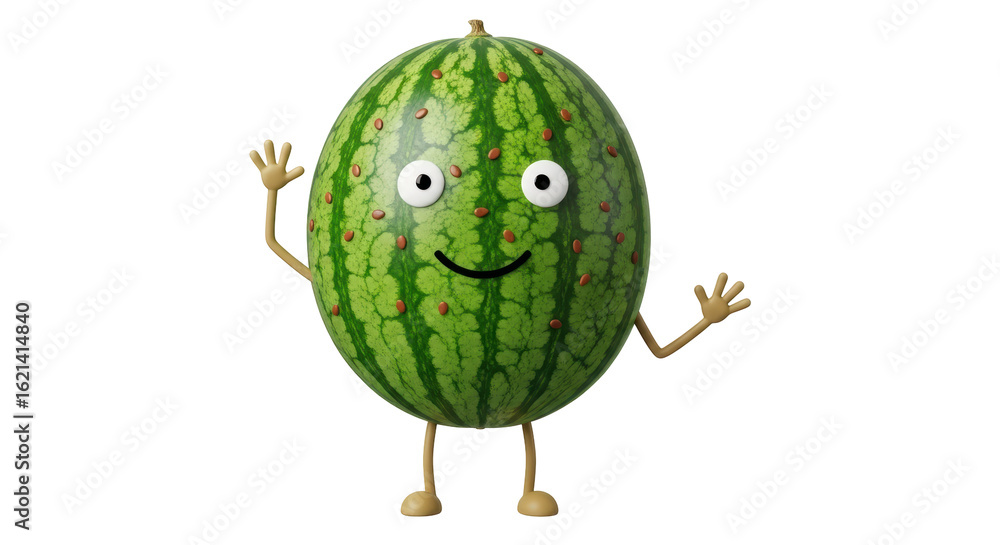 Naklejka premium Isolated Cartoon Watermelon Character