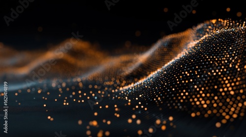 Abstract digital art glowing dots wave