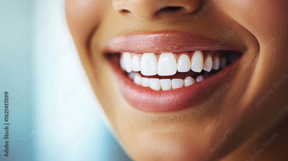 Fototapeta premium Closeup smile showing healthy white teeth