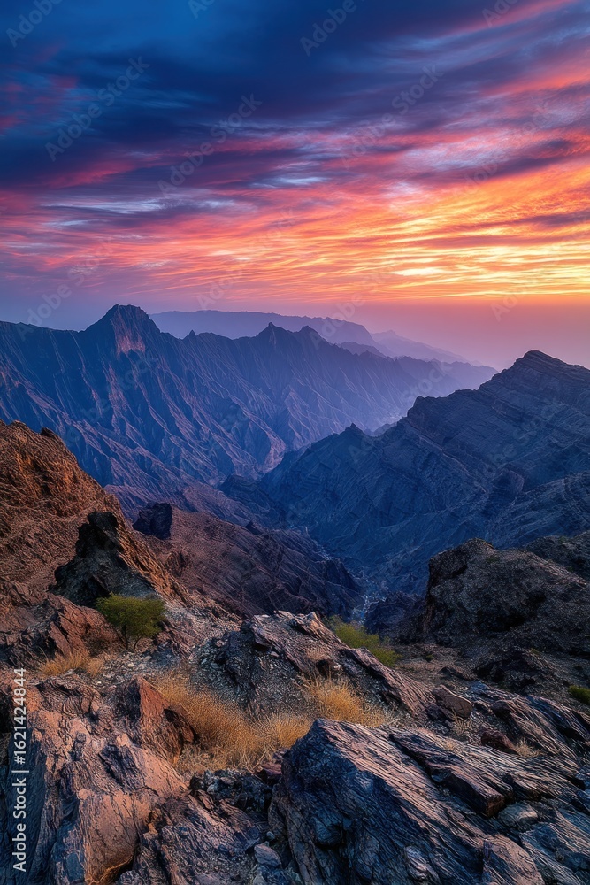 Naklejka premium Mountain sunset vista