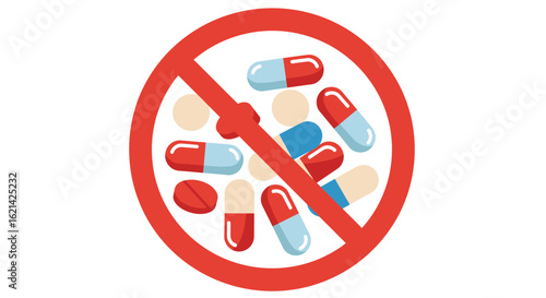 Forbidden Pills: No Medication Symbol
