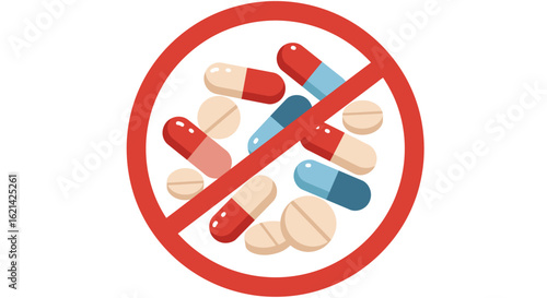 Forbidden Pills: No Medication Symbol
