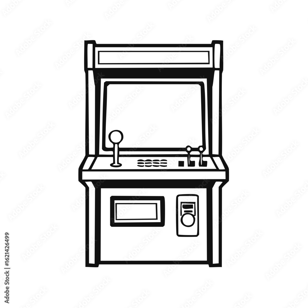 Retro Arcade Game Cabinet Machine with Joystick and Button Console Icons Retro Arcade Game Cabinet Machine with Joystick and Button Console Icons