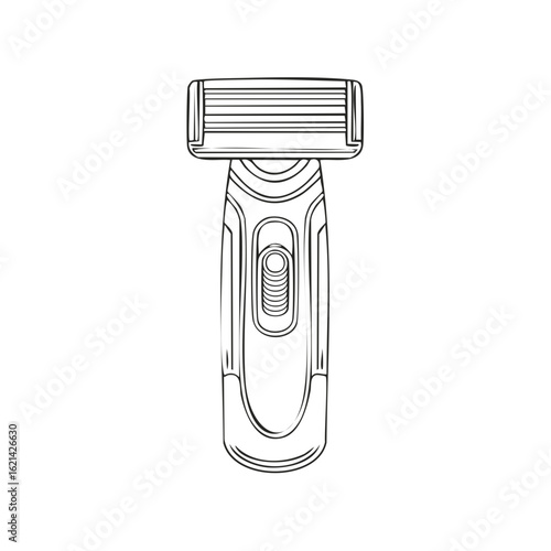 Safety Razor Drawing Line Art Shaving Grooming Tool Isolated on White Background Illustration