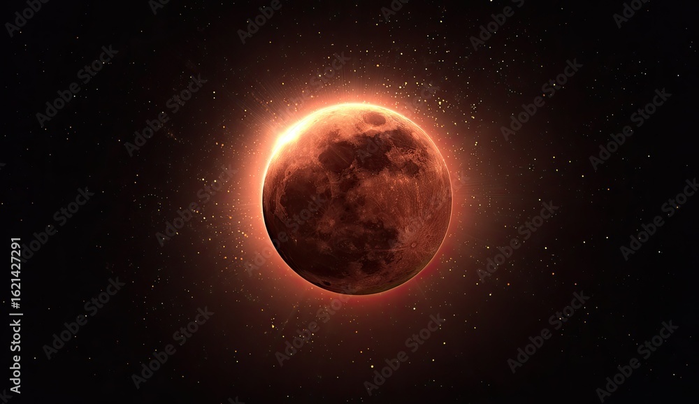 Fototapeta premium Blood Moon Eclipse Night Space Celestial Event