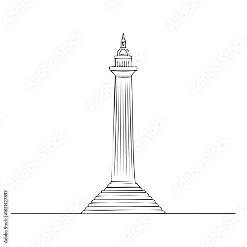 Classical Column Landmark with Pedestal and Decorative Top in Outline Style