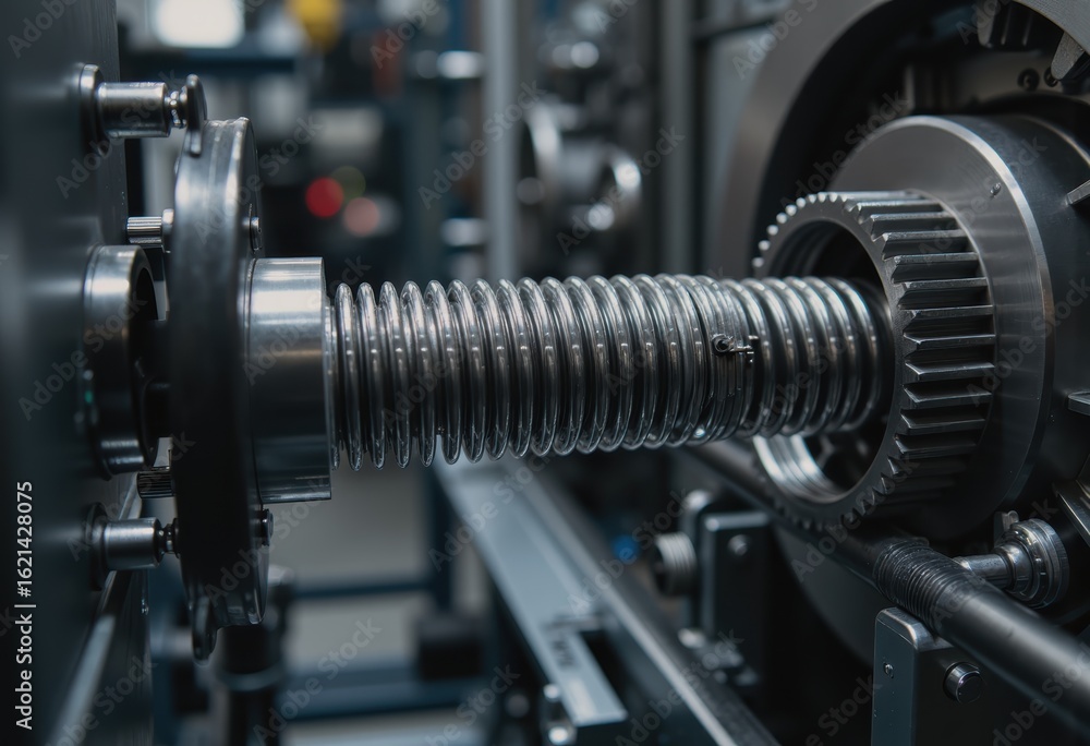 Fototapeta premium Mattress coil assembly machine installing spring systems in action