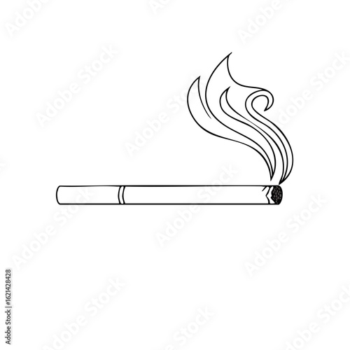 Simple line drawing of a lit cigarette with rising smoke
