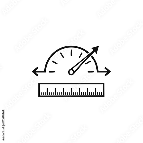 Measurement Icon with Ruler and Gauge Showing Expansion or Contraction
