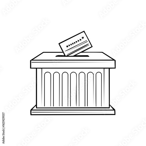 Ballot box and voting ballot icon. Simple line art for election and democracy concepts.