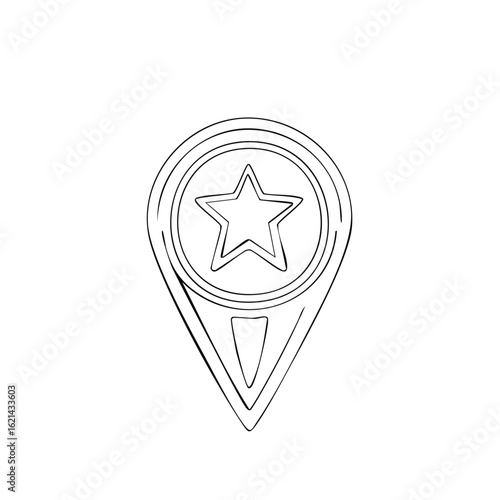 Pinpoint Star Icon Location Marker Illustration for Maps and Navigation