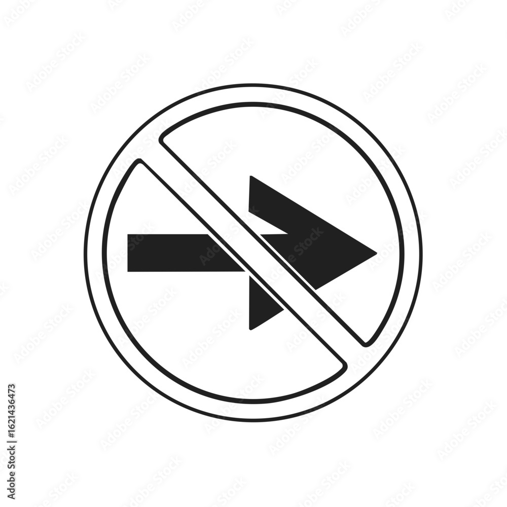 Black and White Icon Symbolizing Prohibited Two Way Exchange or Dual Directional Flow Black and White Icon Symbolizing Prohibited Two Way Exchange or Dual Directional Flow