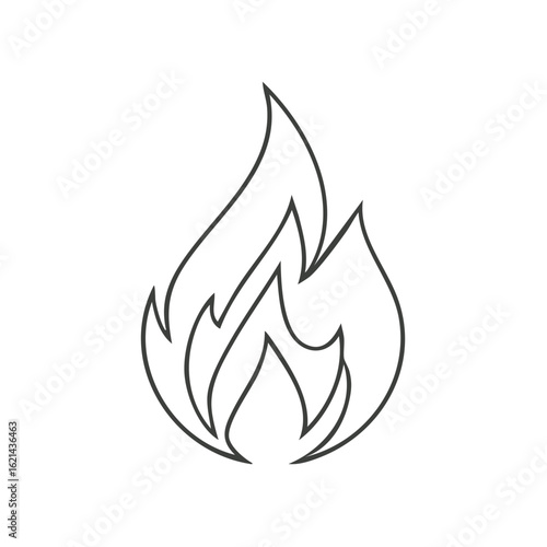 Minimalist outline drawing of stylized flames representing heat and energy