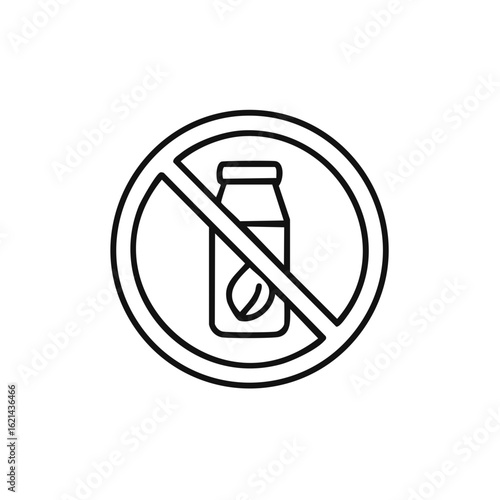 Vector icon of plant based milk prohibition, dairy free product