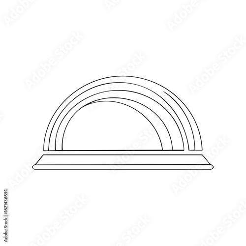 Stylized Outline Rainbow Archway on Podium Simple Black and White Vector