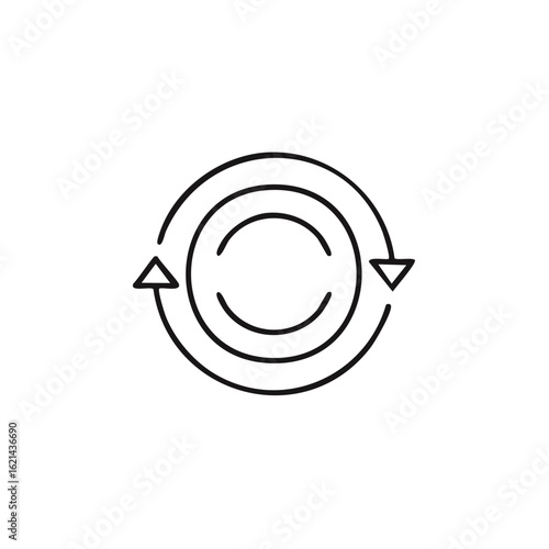 Circular process thin line vector icon, cycle, sync, looped arrows, simple style continuous movement symbol, round diagram