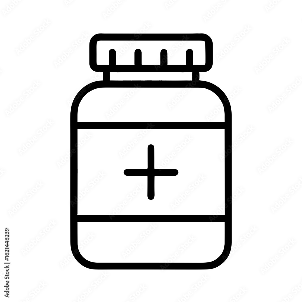 Obraz premium Medicine Jar Shape-Based Outline Icon, Monochrome, Transparent Background