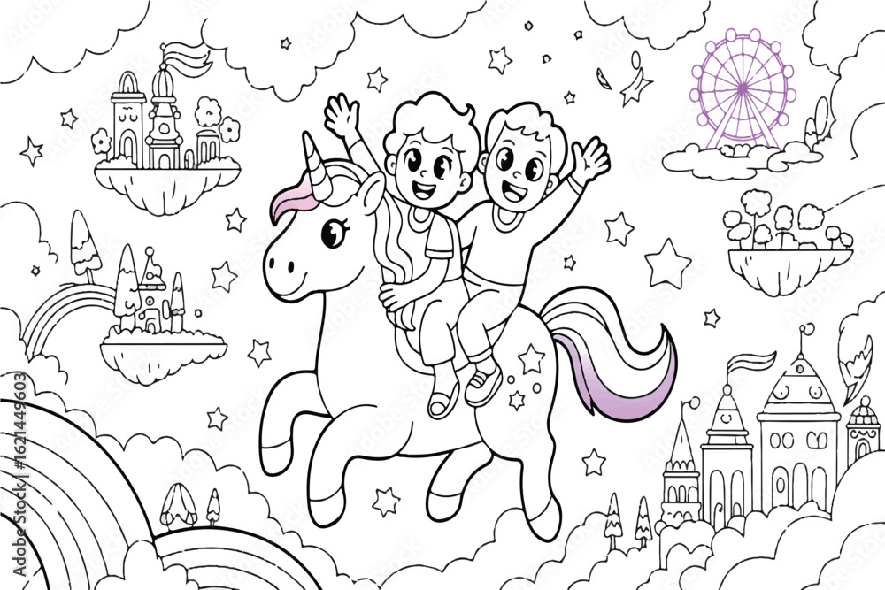 Fototapeta premium coloring page for kids with animals
