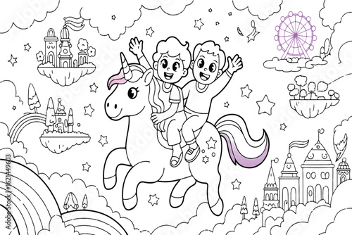 coloring page for kids with animals