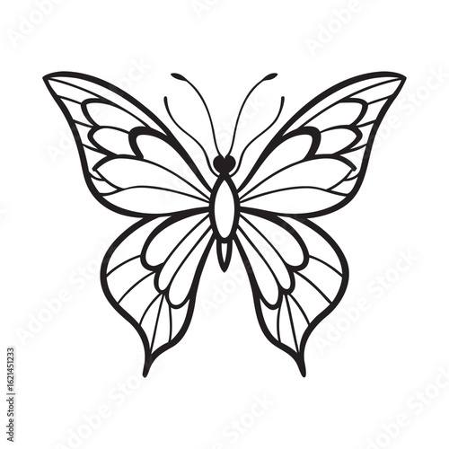 Elegant Black and White Butterfly Illustration Minimalist Vector Art for Design Projects