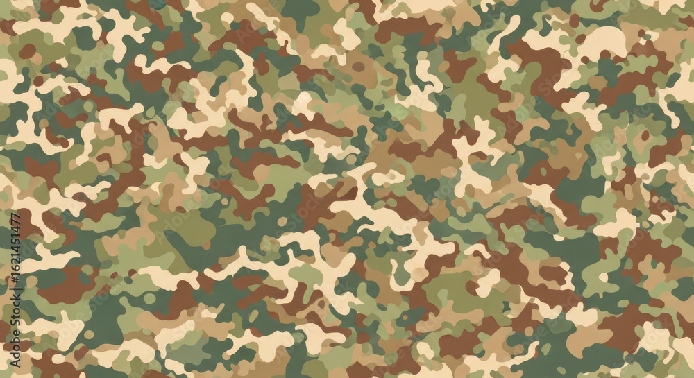 seamless camouflage pattern texture: abstract green, brown, and beige design isolated on transparent background