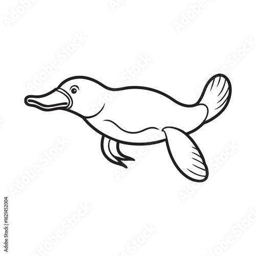 Cute Cartoon Platypus Animal Line Art for Coloring and Design Projects Simple Outline Drawing