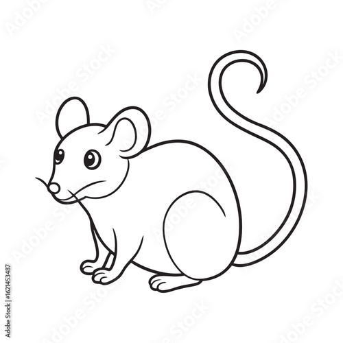 Simple Mouse Line Art Vector Illustration for Coloring Fun and Educational Purposes